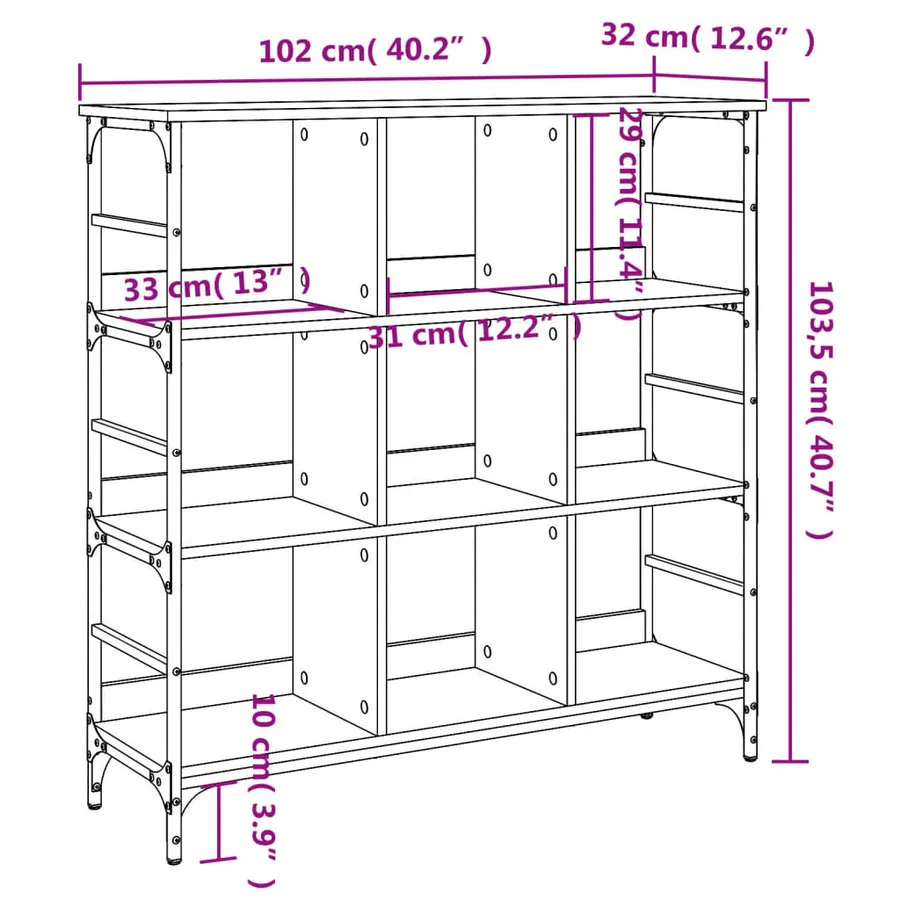 Buffet chêne marron 102x32x103,5 cm bois d'ingénierie - 9