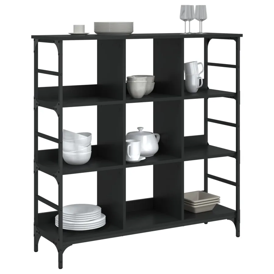 Buffet noir 102x32x103,5 cm bois d'ingénierie - 3