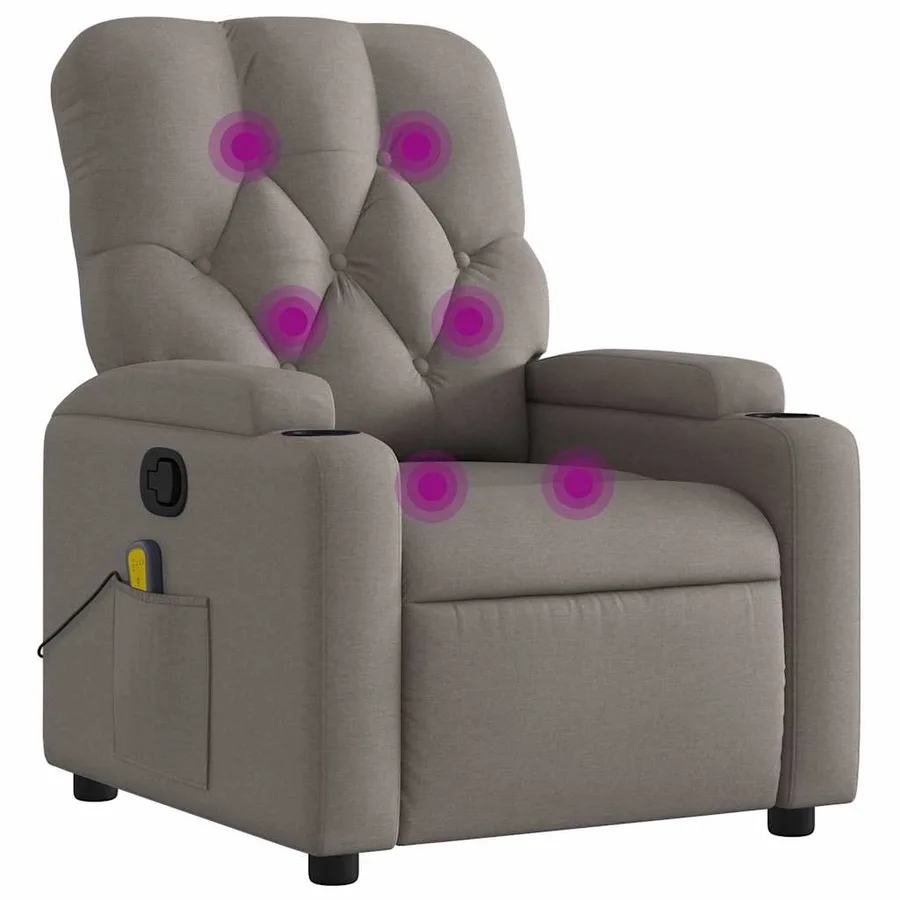 Fauteuil de massage inclinable Taupe Tissu - 2