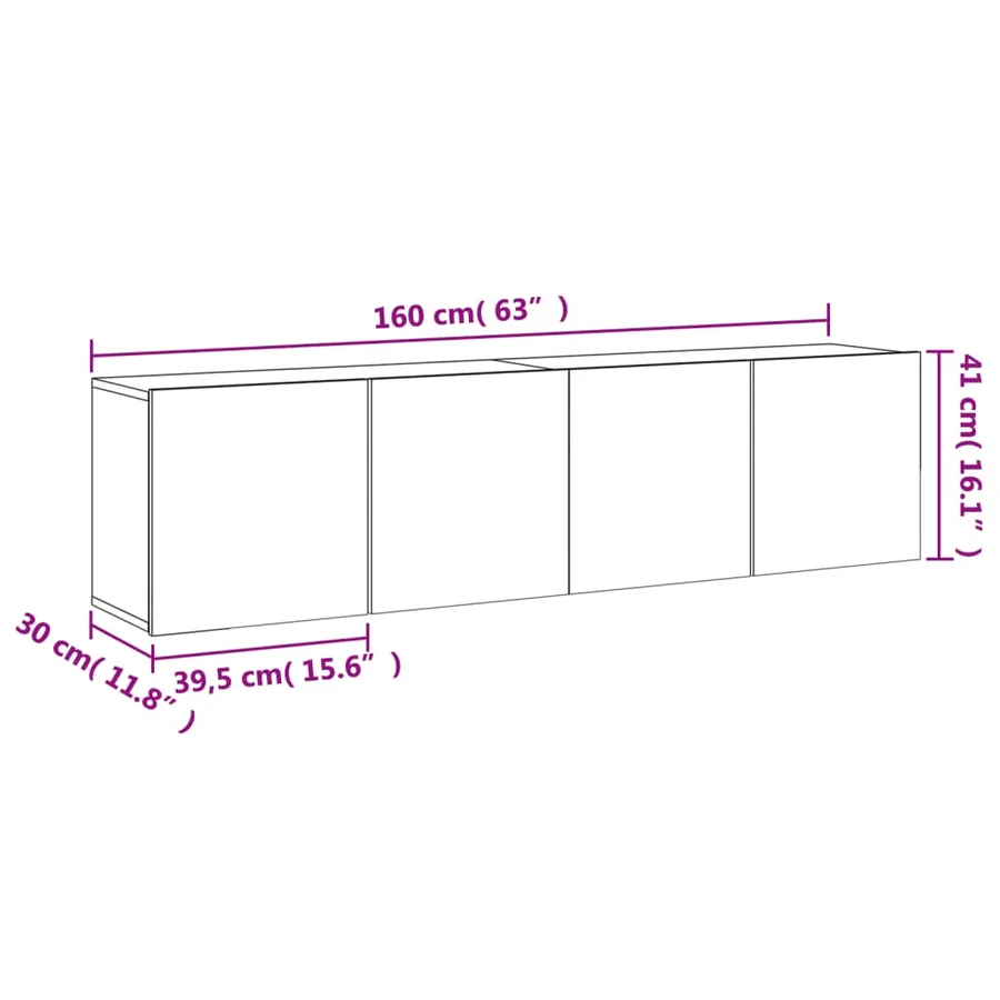 Meubles TV muraux 2 pcs chêne sonoma 80x30x41 cm - 13