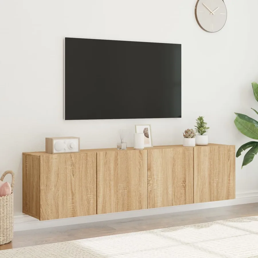 Meubles TV muraux 2 pcs chêne sonoma 80x30x41 cm - 4