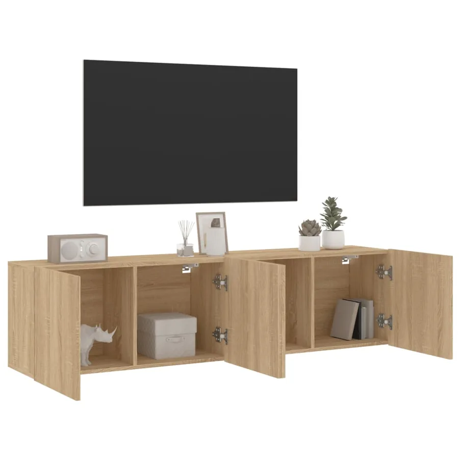 Meubles TV muraux 2 pcs chêne sonoma 80x30x41 cm - 5