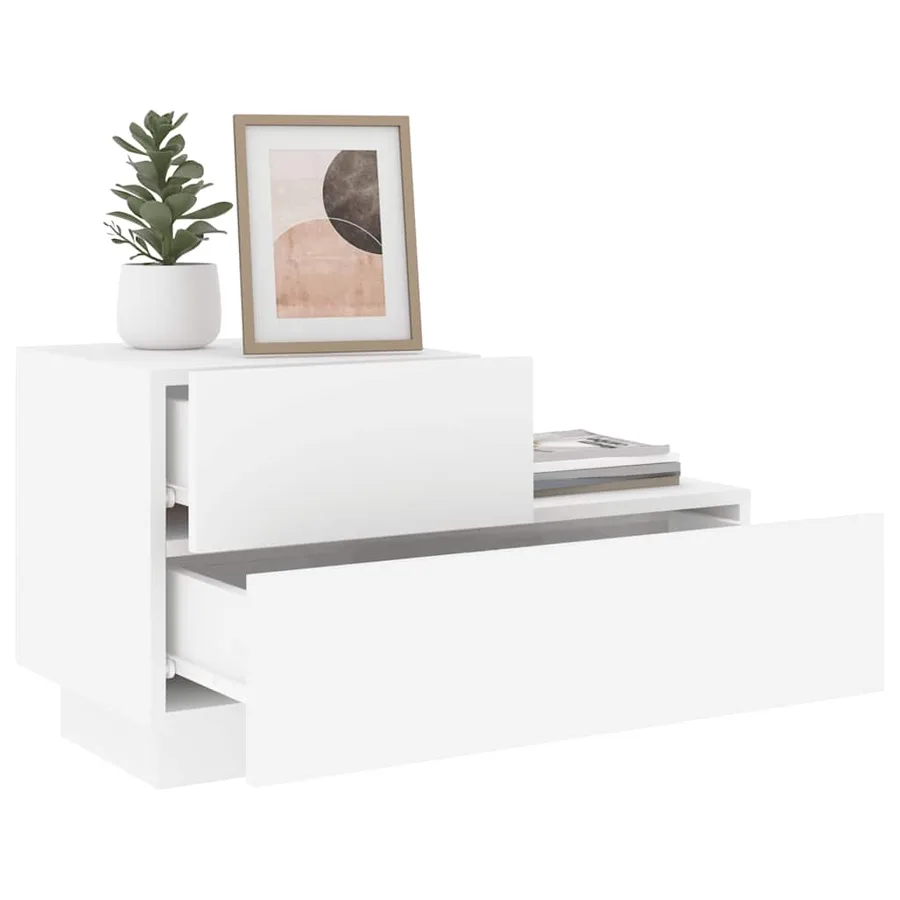 Table de chevet avec lumières LED blanc 70x36x40,5 cm - 4