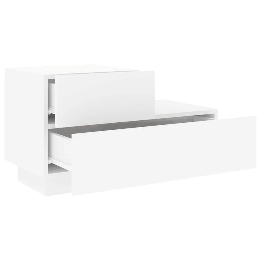 Table de chevet avec lumières LED blanc 70x36x40,5 cm - 6