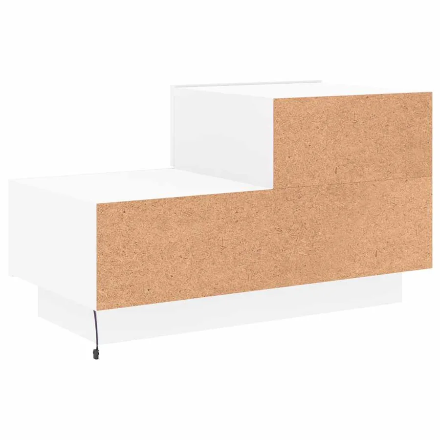 Table de chevet avec lumières LED blanc 70x36x40,5 cm - 9