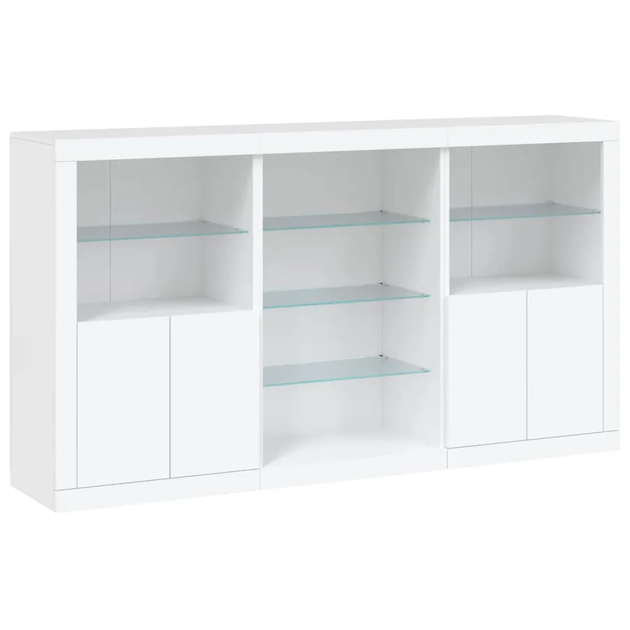 Buffet avec lumières LED blanc 181,5x37x100 cm - 3