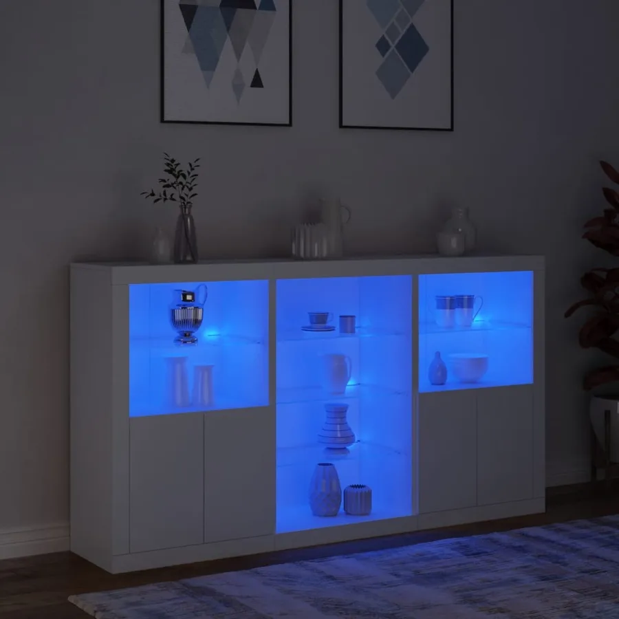 Buffet avec lumières LED blanc 181,5x37x100 cm - 5