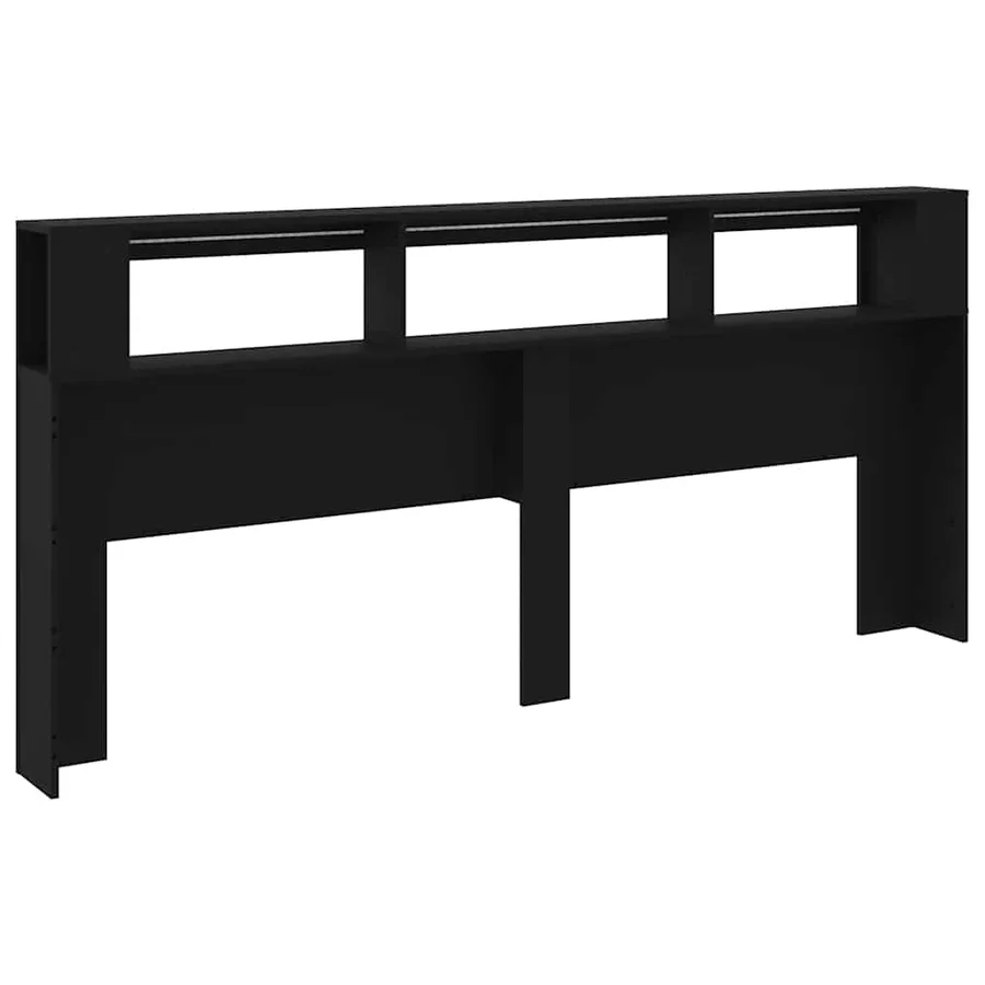 Tête de lit à LED noir 220x18,5x103,5 cm bois d'ingénierie - 8