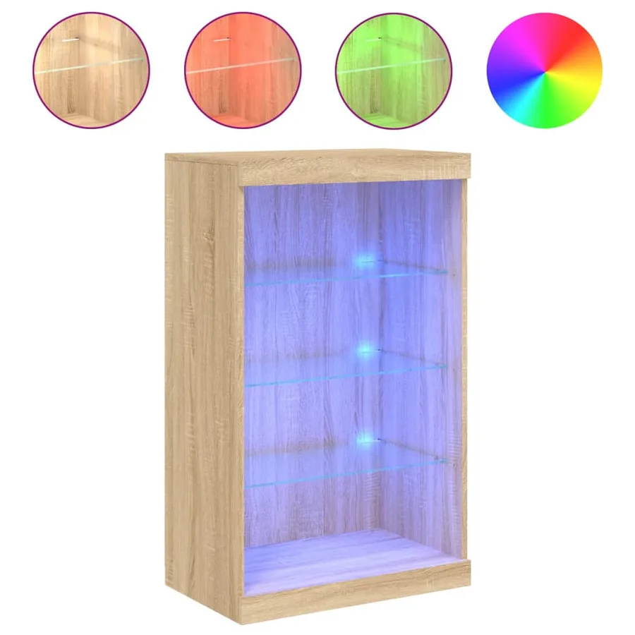 Buffet avec lumières LED chêne sonoma 60,5x37x100 cm - 2