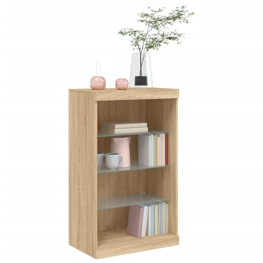 Buffet avec lumières LED chêne sonoma 60,5x37x100 cm - 5