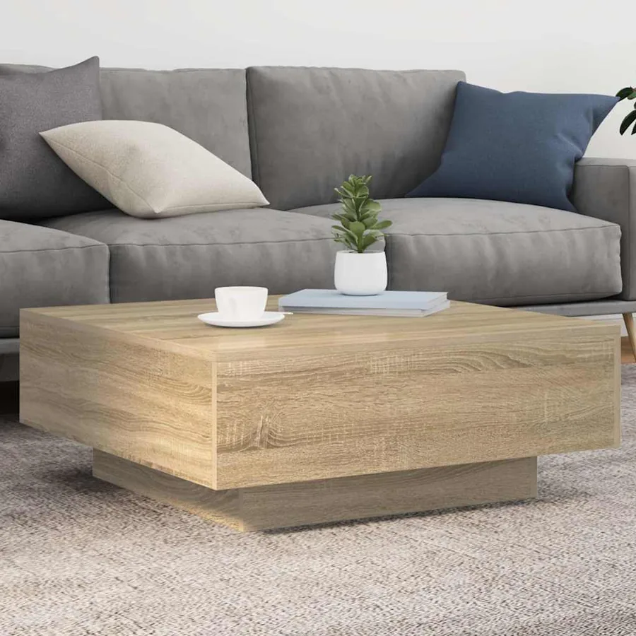 Table basse chêne sonoma 80x80x31 cm bois d'ingénierie