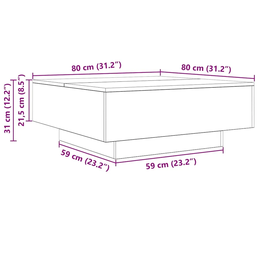 Table basse chêne sonoma 80x80x31 cm bois d'ingénierie - 10