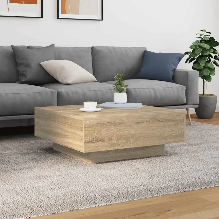 Table basse chêne sonoma 80x80x31 cm bois d'ingénierie - 3