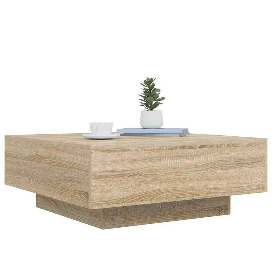 Table basse chêne sonoma 80x80x31 cm bois d'ingénierie - 4