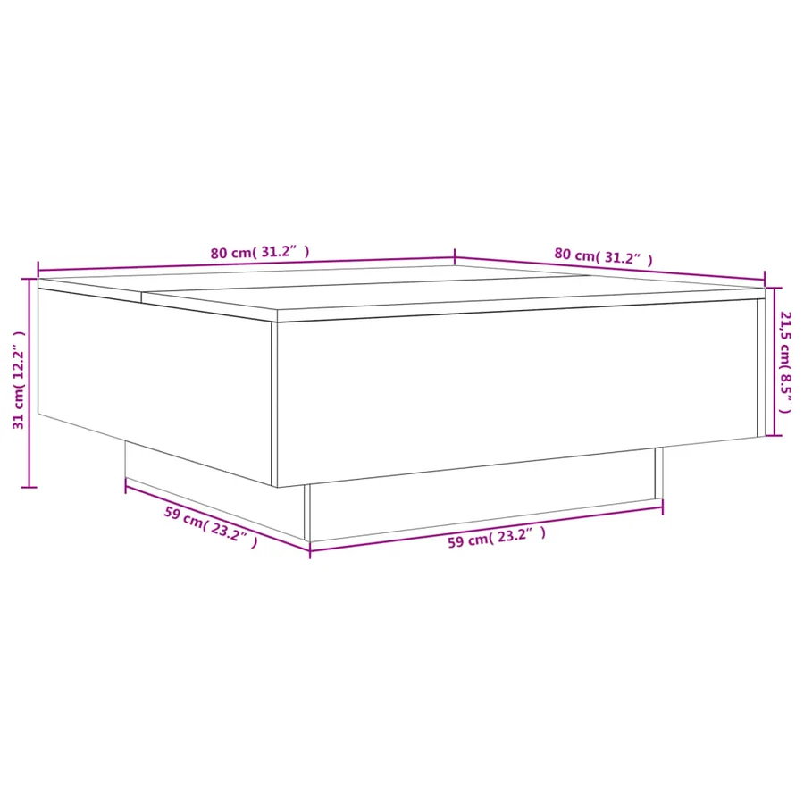 Table basse blanc 80x80x31 cm bois d'ingénierie - 10