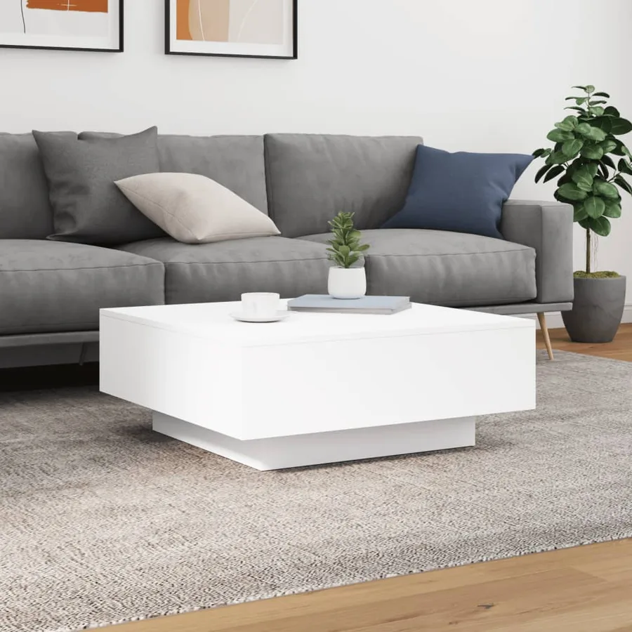 Table basse blanc 80x80x31 cm bois d'ingénierie - 3