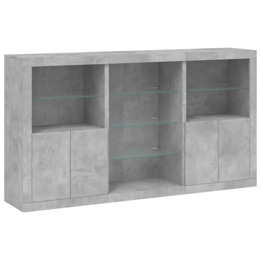 Buffet avec lumières LED gris béton 181,5x37x100 cm - 3