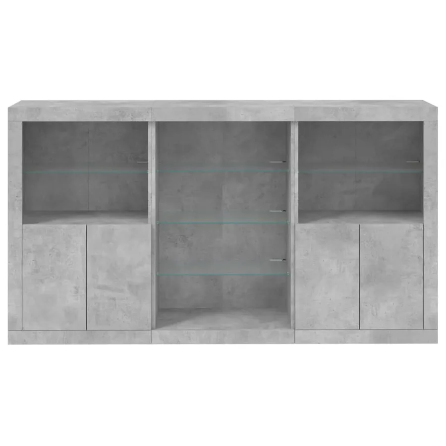 Buffet avec lumières LED gris béton 181,5x37x100 cm - 6