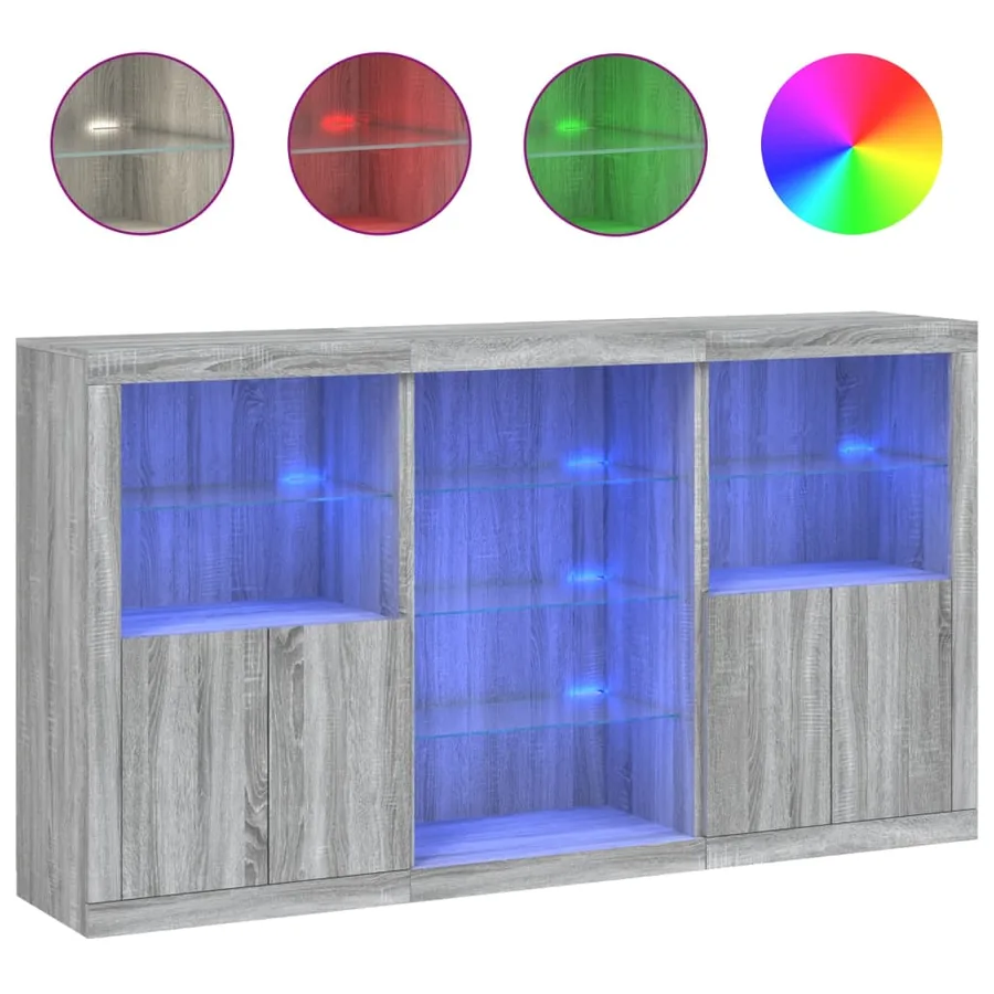Buffet avec lumières LED sonoma gris 181,5x37x100 cm - 2