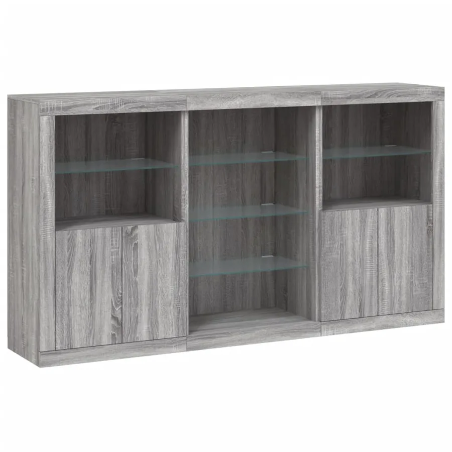 Buffet avec lumières LED sonoma gris 181,5x37x100 cm - 3