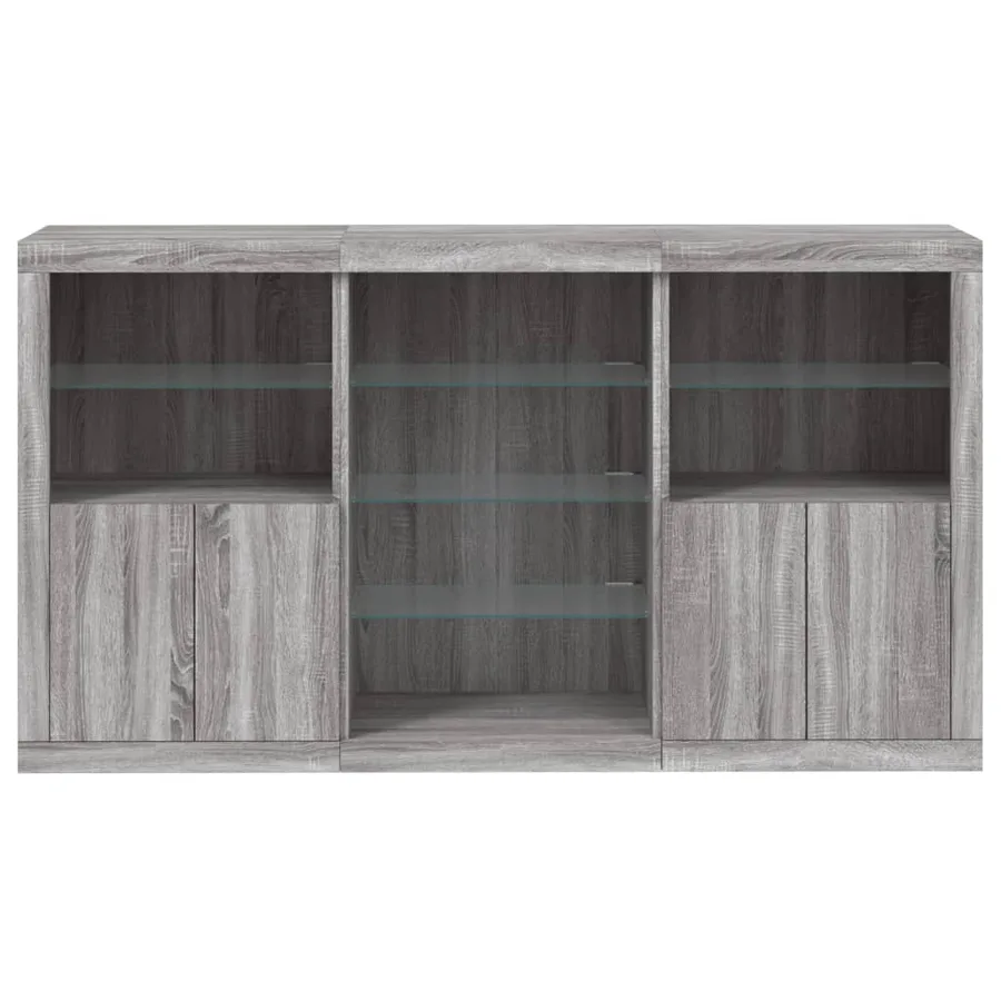 Buffet avec lumières LED sonoma gris 181,5x37x100 cm - 6
