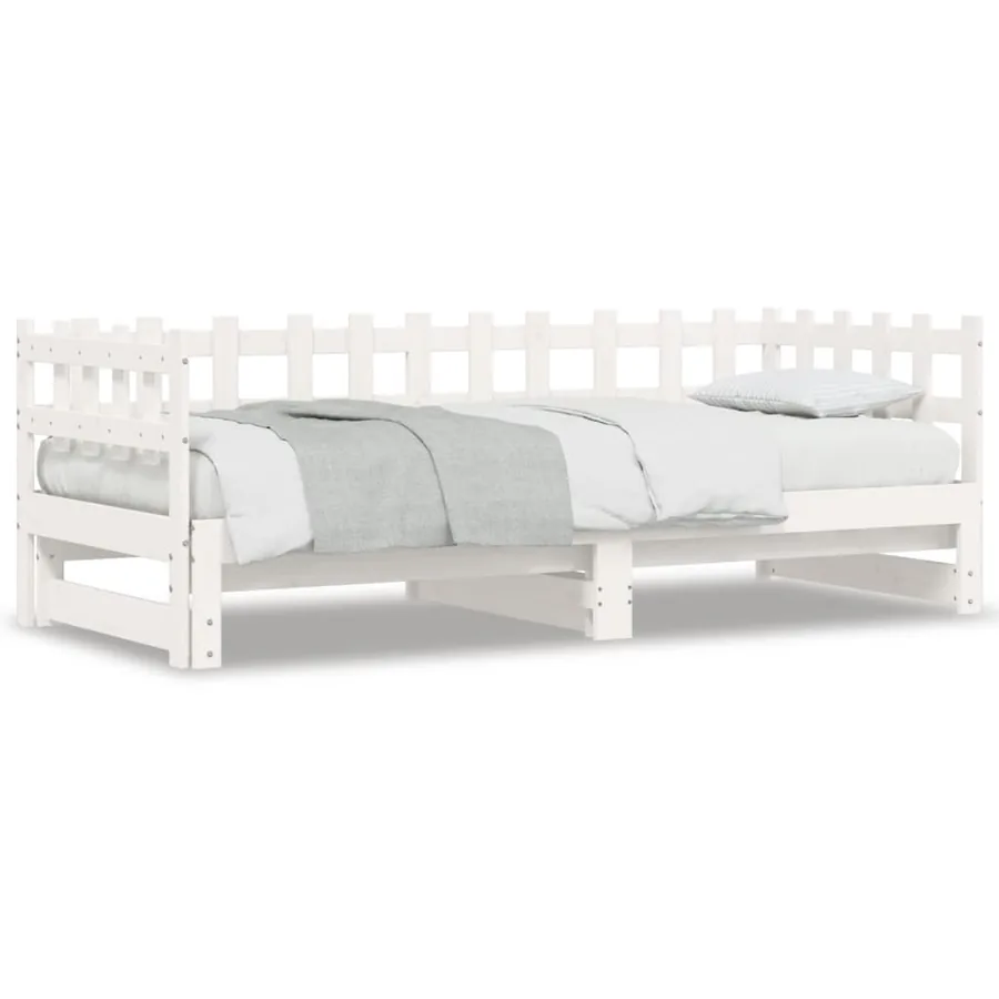 Lit coulissant sans matelas blanc 2x(90x200) cm bois massif - 2