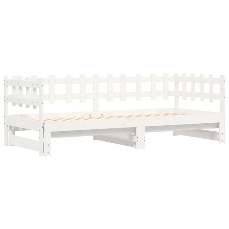 Lit coulissant sans matelas blanc 2x(90x200) cm bois massif - 3