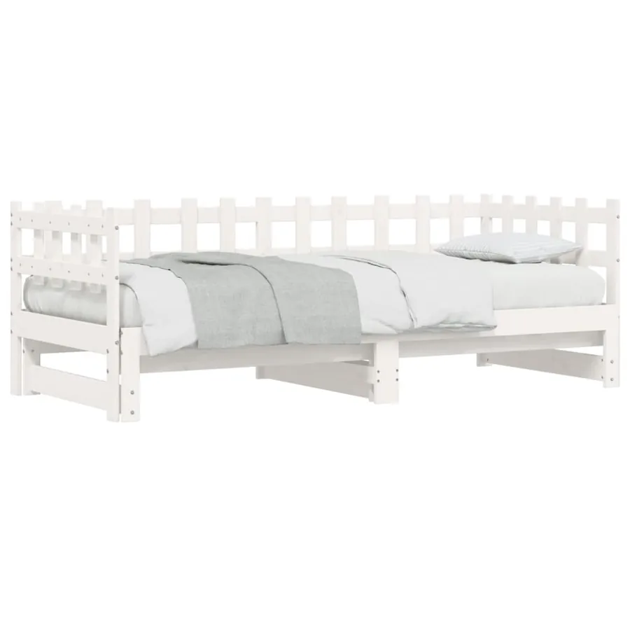 Lit coulissant sans matelas blanc 2x(90x200) cm bois massif - 4