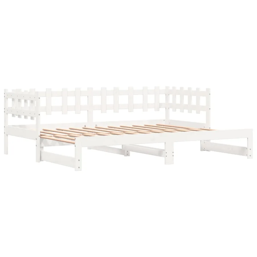 Lit coulissant sans matelas blanc 2x(90x200) cm bois massif - 6