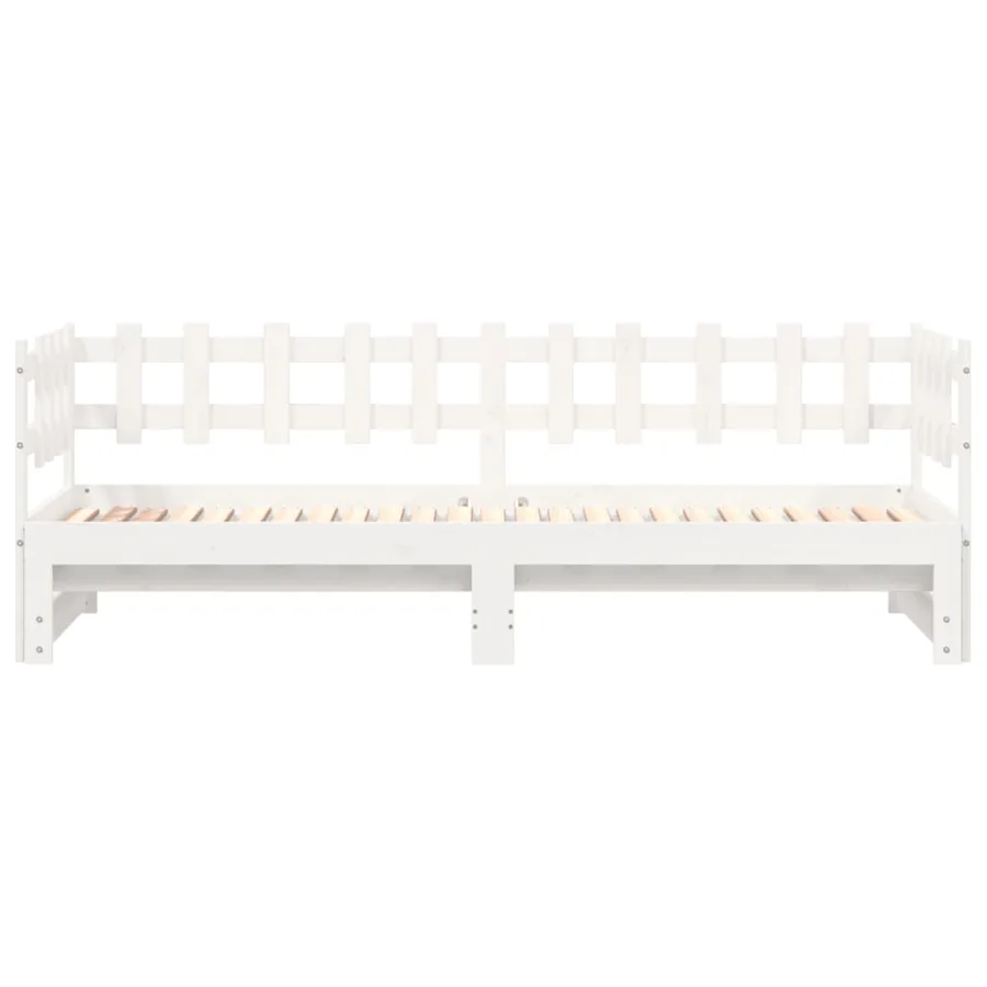 Lit coulissant sans matelas blanc 2x(90x200) cm bois massif - 7