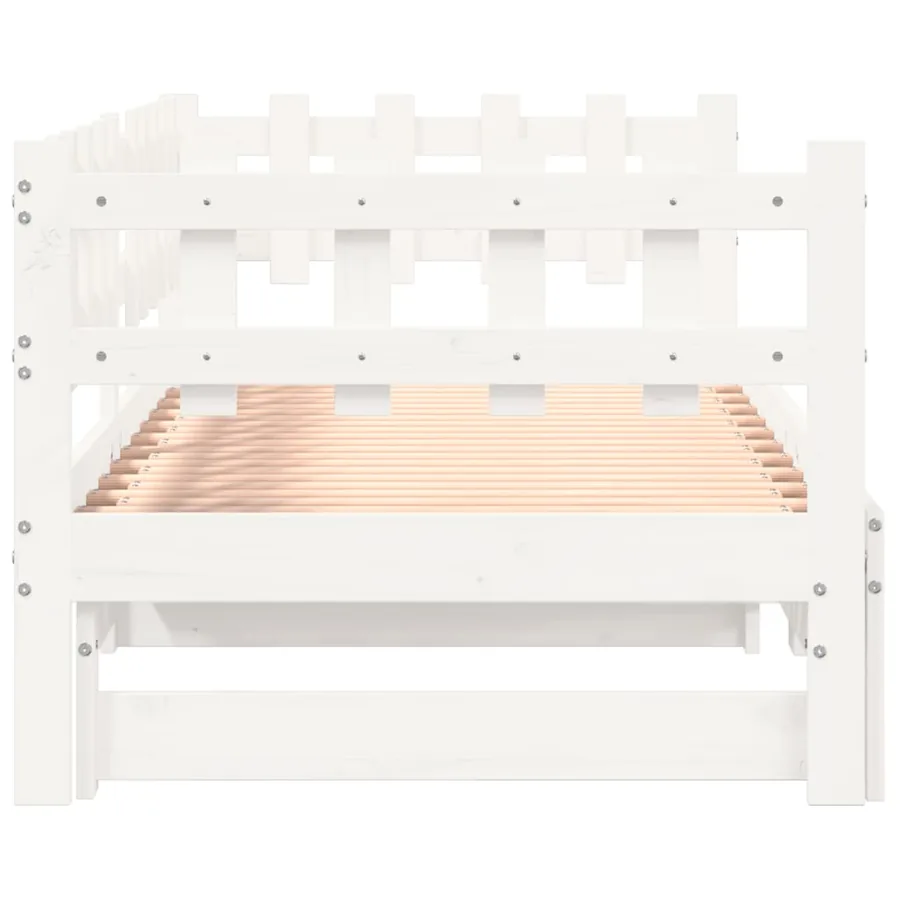 Lit coulissant sans matelas blanc 2x(90x200) cm bois massif - 8