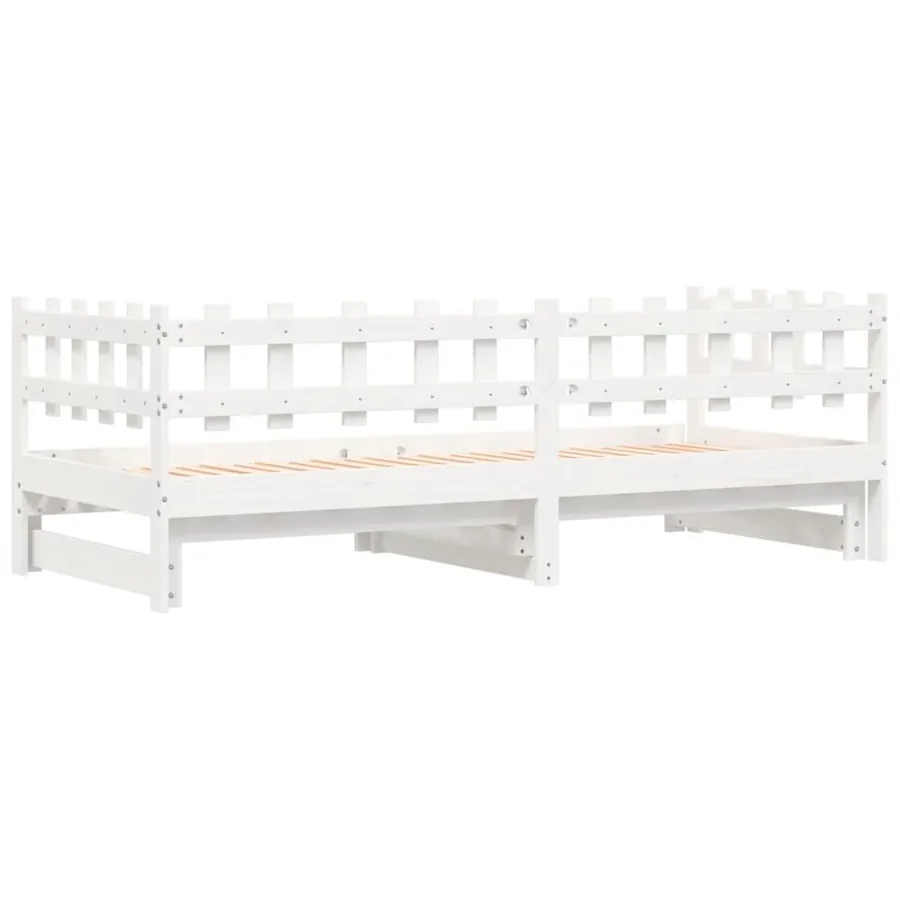 Lit coulissant sans matelas blanc 2x(90x200) cm bois massif - 9