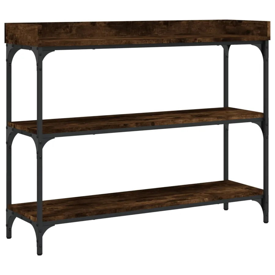 Table console avec étagères chêne fumé 100x30x80 cm - 2
