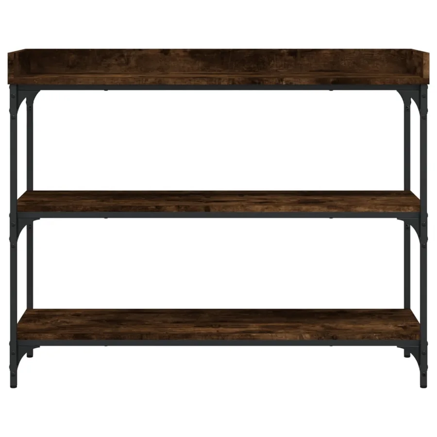Table console avec étagères chêne fumé 100x30x80 cm - 4