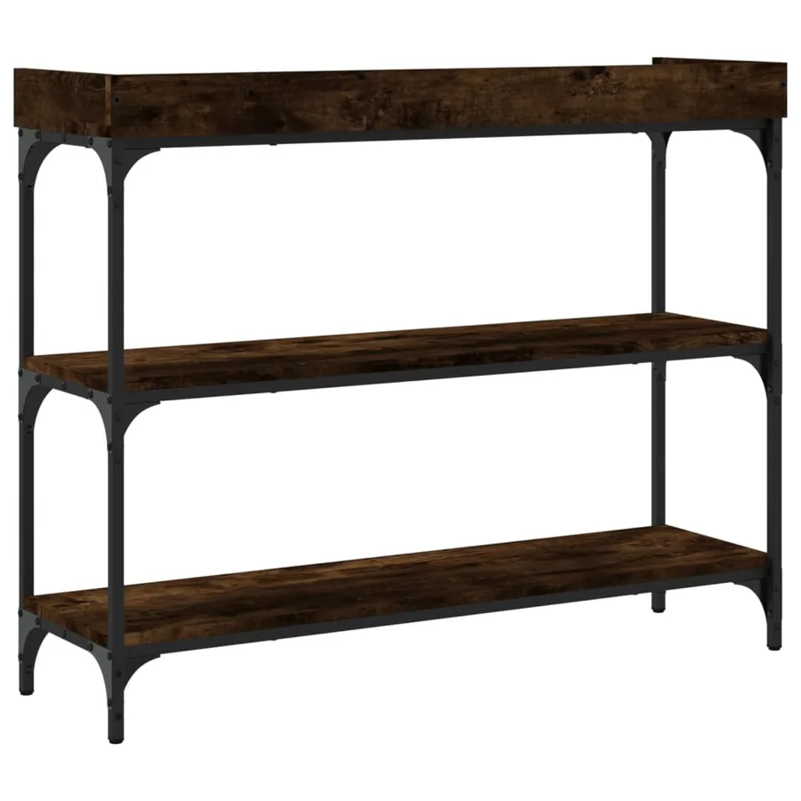 Table console avec étagères chêne fumé 100x30x80 cm - 6