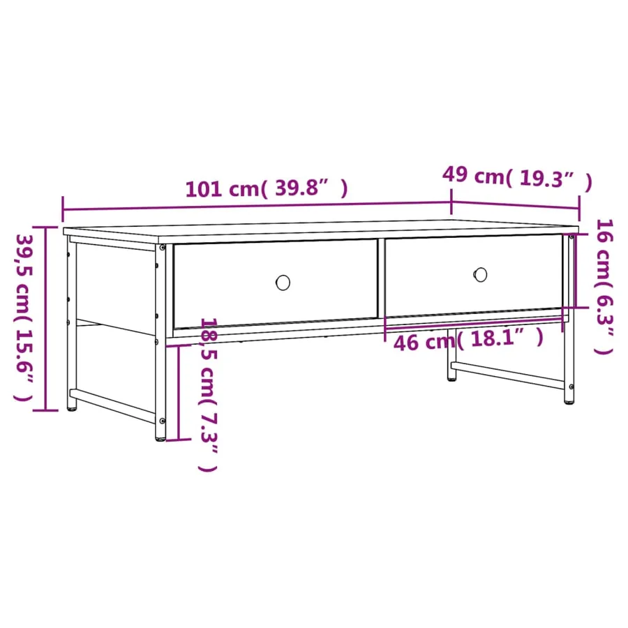 Table basse chêne sonoma 101x49x39,5 cm bois d'ingénierie - 11