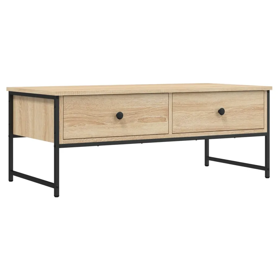 Table basse chêne sonoma 101x49x39,5 cm bois d'ingénierie - 2