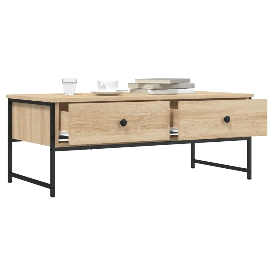 Table basse chêne sonoma 101x49x39,5 cm bois d'ingénierie - 4