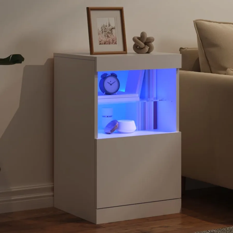 Buffet avec lumières LED blanc 41x37x67 cm - 4