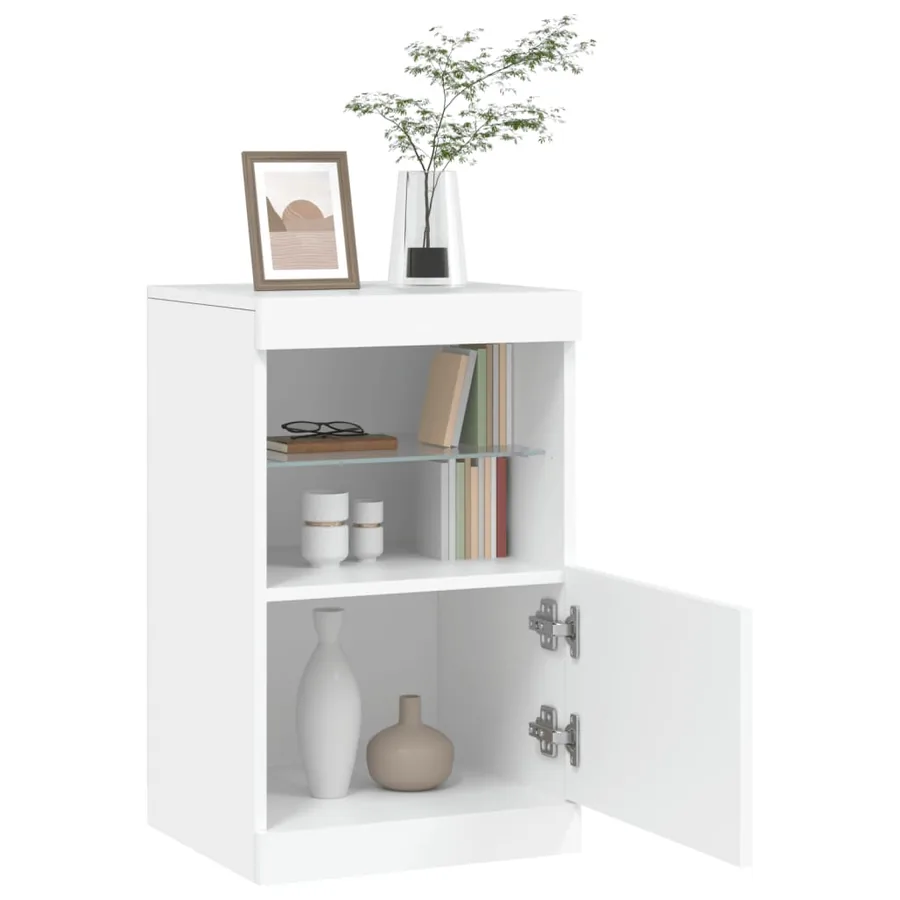 Buffet avec lumières LED blanc 41x37x67 cm - 5
