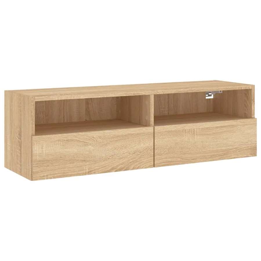 Meuble TV mural chêne sonoma 100x30x30 cm bois d'ingénierie - 2