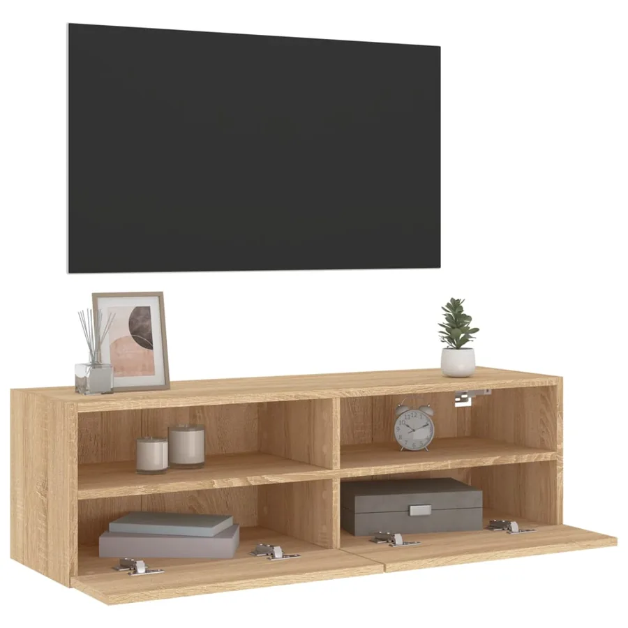 Meuble TV mural chêne sonoma 100x30x30 cm bois d'ingénierie - 5