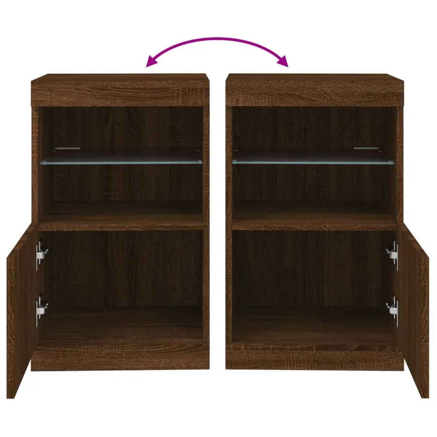 Buffet avec lumières LED chêne marron 41x37x67 cm - 10