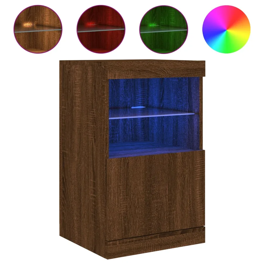 Buffet avec lumières LED chêne marron 41x37x67 cm - 2