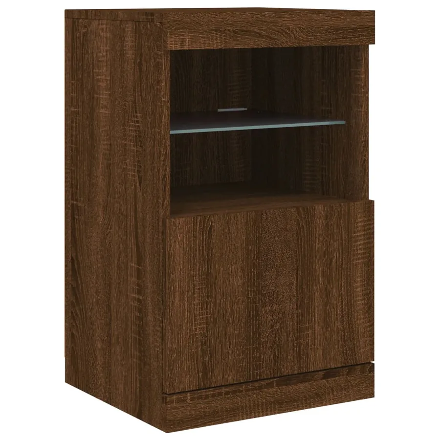 Buffet avec lumières LED chêne marron 41x37x67 cm - 3