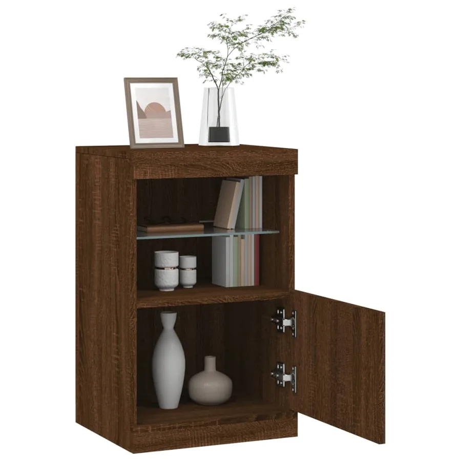 Buffet avec lumières LED chêne marron 41x37x67 cm - 5