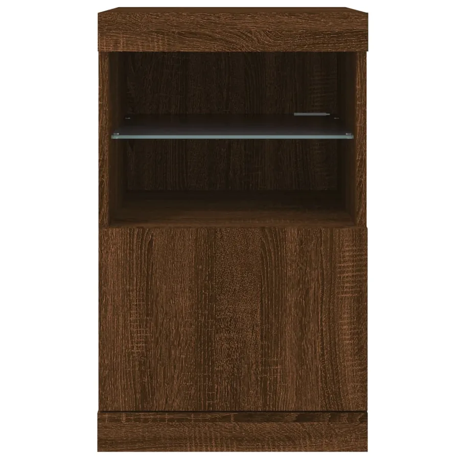 Buffet avec lumières LED chêne marron 41x37x67 cm - 6