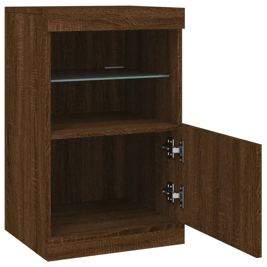 Buffet avec lumières LED chêne marron 41x37x67 cm - 7
