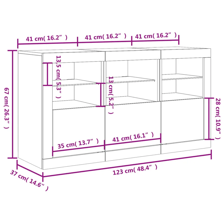 Buffet avec lumières LED blanc 123x37x67 cm - 17