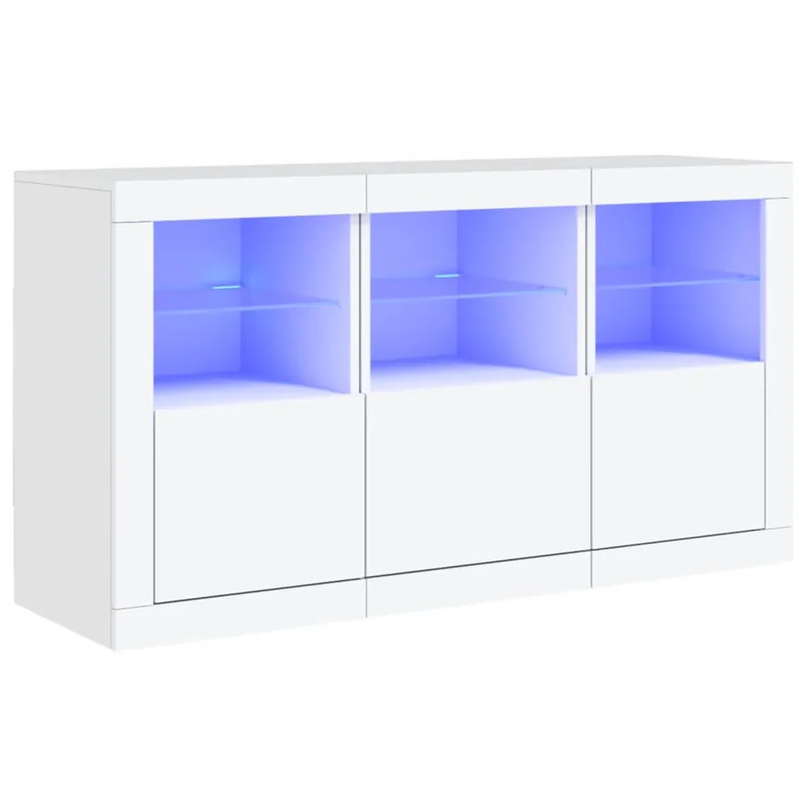 Buffet avec lumières LED blanc 123x37x67 cm - 2